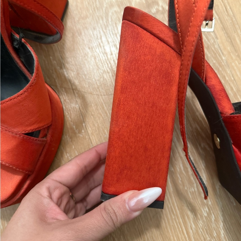 Zara Women's Vibrant Red Platform Sandals - Picture 2 of 4